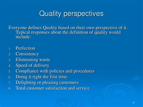 what are the six quality perspectives